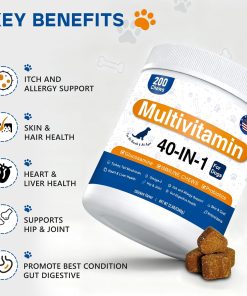 40-in-1 Dog Vitamins Chewable Multivitamin for Dogs Supplements with Glucosamine MSM - Turkey Tail Mushroom, Digestive Enzymes Gut Probiotics, Hip & Joint, Skin & Coat Immune... 20 40-in-1 Dog Vitamins Chewable Multivitamin for Dogs Supplements with Glucosamine MSM - Turkey Tail Mushroom, Digestive Enzymes Gut Probiotics, Hip & Joint, Skin & Coat Immune...