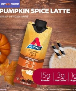 Atkins Pumpkin Spice Latte,15g Protein,3g Net Carbs,1g Sugar,Low Glycemic,Keto Friendly,(Pack of 24) - BITADI 24 Atkins Pumpkin Spice Latte,15g Protein,3g Net Carbs,1g Sugar,Low Glycemic,Keto Friendly,(Pack of 24) - BITADI - Image 7