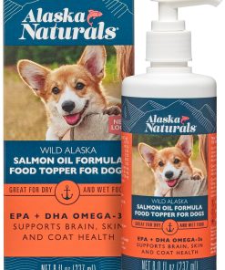 Alaska Naturals – Wild Alaska Salmon Oil Formula Dog Food Topper – EPA and DHA Omega-3 - Supplement for Healthy Skin, Shiny Coat – Made in The USA – 8 oz. Pump Bottle
