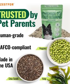 Azestfor Veggie Flavored Homemade Dog Food Vitamins Pre-Mix Powder (16oz) & Gut Health Supplement (60g) Bundle – 3 in 1 Probiotic, Prebiotic & Postbiotic Blend – for Raw, Barf &...