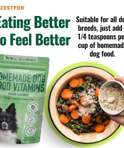 Azestfor Veggie Flavored Homemade Dog Food Vitamins Pre-Mix Powder (16oz) & Gut Health Supplement (60g) Bundle – 3 in 1 Probiotic, Prebiotic & Postbiotic Blend – for Raw, Barf &...