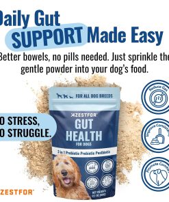 Azestfor Veggie Flavored Homemade Dog Food Vitamins Pre-Mix Powder (16oz) & Gut Health Supplement (60g) Bundle – 3 in 1 Probiotic, Prebiotic & Postbiotic Blend – for Raw, Barf &...