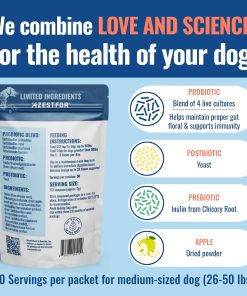 Azestfor Veggie Flavored Homemade Dog Food Vitamins Pre-Mix Powder (16oz) & Gut Health Supplement (60g) Bundle – 3 in 1 Probiotic, Prebiotic & Postbiotic Blend – for Raw, Barf &...