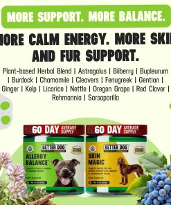 Better Dog Supplements Skin & Seasonal Wellness Bundle by Cesar Millan – Dog Skin & Coat Support + Seasonal Support Formula – Natural Herbal Powder for Dogs, 4oz Each