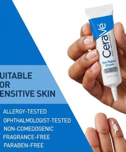CeraVe Eye Repair Cream, Hyaluronic Acid Eye Cream for Dark Circles, 0.5oz-Bitadi