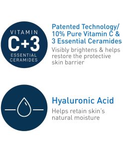 CeraVe Skin Brightening Vitamin C Serum for Face with Hyaluronic Acid, 1oz | Skincare, 10% Pure Vitamin C, Brightening Serum, Ceramides, Antioxidant, Hydrates and Improves Skin...-Bitadi