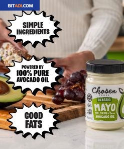 Chosen Foods Classic Mayo, 24 Oz - 100% Pure Avocado Oil-Based Mayonnaise - Non-GMO, Gluten-Free, Keto Friendly - 710 mL Glass Jar (Pack Of 5) - BITADI - Image 3