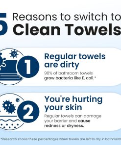 Clean Skin Club Clean Towels XL®, 100% USDA Biobased Face Towel, Disposable Face Towelette, Eczema Association Accepted, Makeup Remover Dry Wipes, Ultra Soft, 1 Pack, 50 Ct
