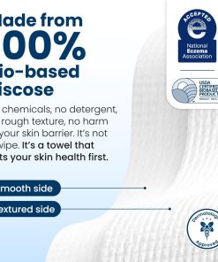 Clean Skin Club Clean Towels XL®, 100% USDA Biobased Face Towel, Disposable Face Towelette, Eczema Association Accepted, Makeup Remover Dry Wipes, Ultra Soft, 1 Pack, 50 Ct
