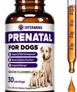Dog Prenatal Vitamins - Prenatal Vitamins for Dogs - Includes Vitamin B Complex & Vitamin C - Dog Essentials - Whelping Supplies - 1 fl oz - Bacon Flavor