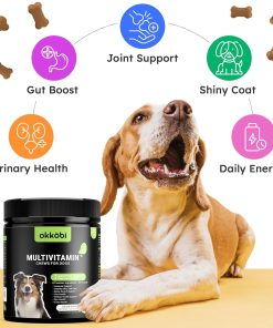 Dog Vitamins and Supplements Multivitamin Chewable 150 pcs with Wild Alaskan Salmon Oil for Dogs & Cats 8.5 oz - Omega 3, Glucosamine & Probiotics for Skin & Joint Support