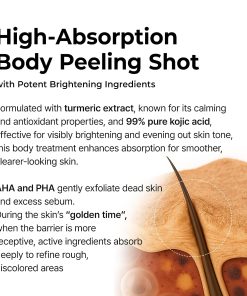 Dr.Melaxin Peel Shot Kojic Acid Turmeric Body Exfoliator Spray 6.76 fl.oz - AHA PHA Niacinamide Body Scrub for KP Bumps, Dark Spots, Uneven Skin Tone, Dead Skin, Korean Skin Care-Bitadi