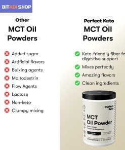 Alternative view of Perfect Keto Bundle, MCT Oil Powder Vanilla + Ketone Test Strips - BITADI