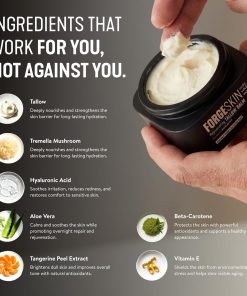 Forge Skin Beef Tallow Balm Skin Moisturizer for Men, Anti Aging Wrinkle Defense - Face & Body Skincare Hydration Cream, 100% Grass-Fed Lotion, Paraben-Free, Helps Minimize Look...-Bitadi