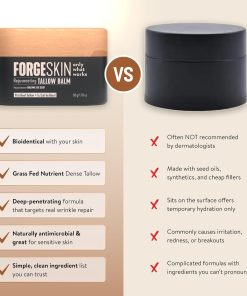 Forge Skin Beef Tallow Balm Skin Moisturizer for Men, Anti Aging Wrinkle Defense - Face & Body Skincare Hydration Cream, 100% Grass-Fed Lotion, Paraben-Free, Helps Minimize Look...-Bitadi