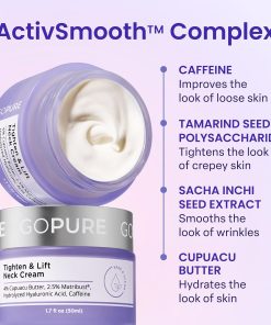 goPure Tighten & Lift Neck & Chest Moisturizer Cream for Visibly Firming, Tightening and Lifting the Look of Wrinkles & Crepey Skin, 1.7oz-Bitadi