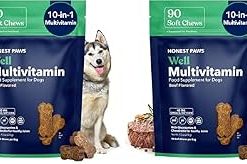 Honest Paws (90 Count) Dog Multivitamin Soft Chews with 10 Essential Vitamins - Joint, Coat, Immune, Eye & Heart Support - with Glucosamine, Chondroitin & Omega-3 - Beef Flavor...