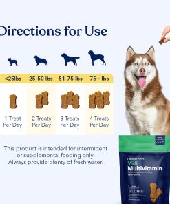 Honest Paws (90 Count) Dog Multivitamin Soft Chews with 10 Essential Vitamins - Joint, Coat, Immune, Eye & Heart Support - with Glucosamine, Chondroitin & Omega-3 - Beef Flavor...