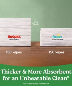 Huggies Natural Care Sensitive Baby Wipes, Unscented, Hypoallergenic, 99% Purified Water, 12 Flip-Top Packs (768 Wipes Total), Packaging May Vary