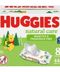 Huggies Natural Care Sensitive Baby Wipes, Unscented, Hypoallergenic, 99% Purified Water, 12 Flip-Top Packs (768 Wipes Total), Packaging May Vary