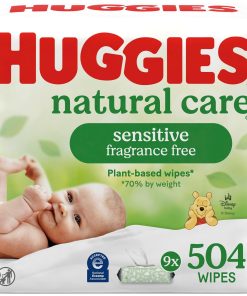 Huggies Natural Care Sensitive Baby Wipes, Unscented, Hypoallergenic, 99% Purified Water, 12 Flip-Top Packs (768 Wipes Total), Packaging May Vary