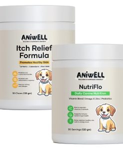 Itch Relief Chews + NutriFlo10-in-1 Dog Multivitamin | Daily Dog Vitamins & Supplements with Seasonal Allergy & Skin Support | Probiotics, Omega-3 & Borage Oil | All Breeds