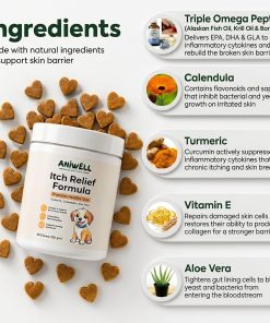 Itch Relief Chews + NutriFlo10-in-1 Dog Multivitamin | Daily Dog Vitamins & Supplements with Seasonal Allergy & Skin Support | Probiotics, Omega-3 & Borage Oil | All Breeds