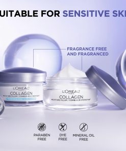 L’Oreal Paris Collagen Daily Face Moisturizer, Anti Aging Face Cream to Reduce Wrinkles and Provide Intense Hydration, 1.7 oz-Bitadi