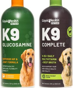 LIQUIDHEALTH Pets K9 Glucosamine Chondroitin Hip & Joint Formula & K9 Complete 8-in-1 Multivitamin for Dogs, Puppies - Pet Supplement Bundle for Joint Health, Immune Support,...