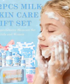 Milk Skin Care Set for Kids & Teens, 12 IN 1 Moisturizing & Gentle Milk Skin Care for Kids Girl Ages 8-12, Milk Skincare for Girls 10-12, Facial Care Gift Set for Kids & Girls,...