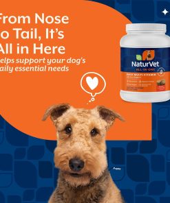 NaturVet All-in-One Dog Supplement - for Joint Support, Digestion, Skin, Coat Care – Dog Multivitamins with Minerals, Omega-3, 6, 9 – Wheat-Free Vitamins for Dogs – 240 Soft...