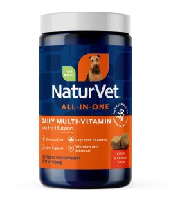 NaturVet All-in-One Dog Supplement - for Joint Support, Digestion, Skin, Coat Care – Dog Multivitamins with Minerals, Omega-3, 6, 9 – Wheat-Free Vitamins for Dogs – 240 Soft...