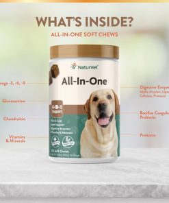 NaturVet All-in-One Dog Supplement - for Joint Support, Digestion, Skin, Coat Care – 120 Soft Chews & No Scoot for Dogs - 120 Soft Chews - Supports Healthy Anal Gland & Bowel...