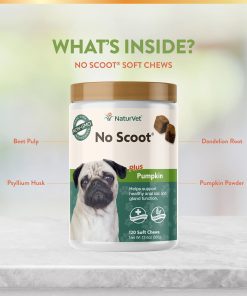 NaturVet All-in-One Dog Supplement - for Joint Support, Digestion, Skin, Coat Care – 120 Soft Chews & No Scoot for Dogs - 120 Soft Chews - Supports Healthy Anal Gland & Bowel...