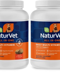 NaturVet All-in-One Dog Supplement - for Joint Support, Digestion, Skin, Coat Care – Dog Multivitamins with Minerals, Omega-3, 6, 9 – Wheat-Free Vitamins for Dogs – 13-Ounce...