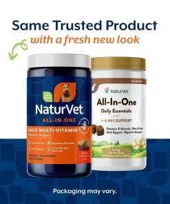 NaturVet All-in-One Dog Supplement - for Joint Support, Digestion, Skin, Coat Care – Dog Multivitamins with Minerals, Omega-3, 6, 9 – Wheat-Free Vitamins for Dogs – 120 Soft...
