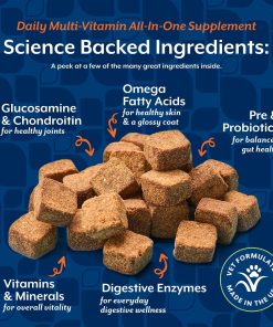 NaturVet All-in-One Dog Supplement - for Joint Support, Digestion, Skin, Coat Care – Dog Multivitamins with Minerals, Omega-3, 6, 9 – Wheat-Free Vitamins for Dogs – 120 Soft...