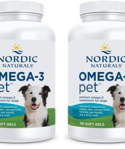 Nordic Naturals Omega-3 Pet, Unflavored - 180 Soft Gels - 320 mg Omega-3 Per Soft Gel - Fish Oil for Dogs with EPA & DHA - Promotes Heart, Skin, Coat, & Immune Health (Pack of 2)
