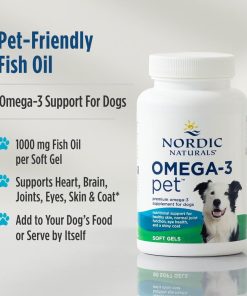 Nordic Naturals Omega-3 Pet, Unflavored - 180 Soft Gels - 320 mg Omega-3 Per Soft Gel - Fish Oil for Dogs with EPA & DHA - Promotes Heart, Skin, Coat, & Immune Health (Pack of 2)