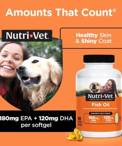 Nutri-Vet Fish Oil Supplement for Dogs,Omega 3,Fish Oil for Dogs,Pet Supplies,Pet Vitamins and Supplements,EPA DHA Formula,Puppy Vitamins,Shed Control,New Puppy Essentials,100...