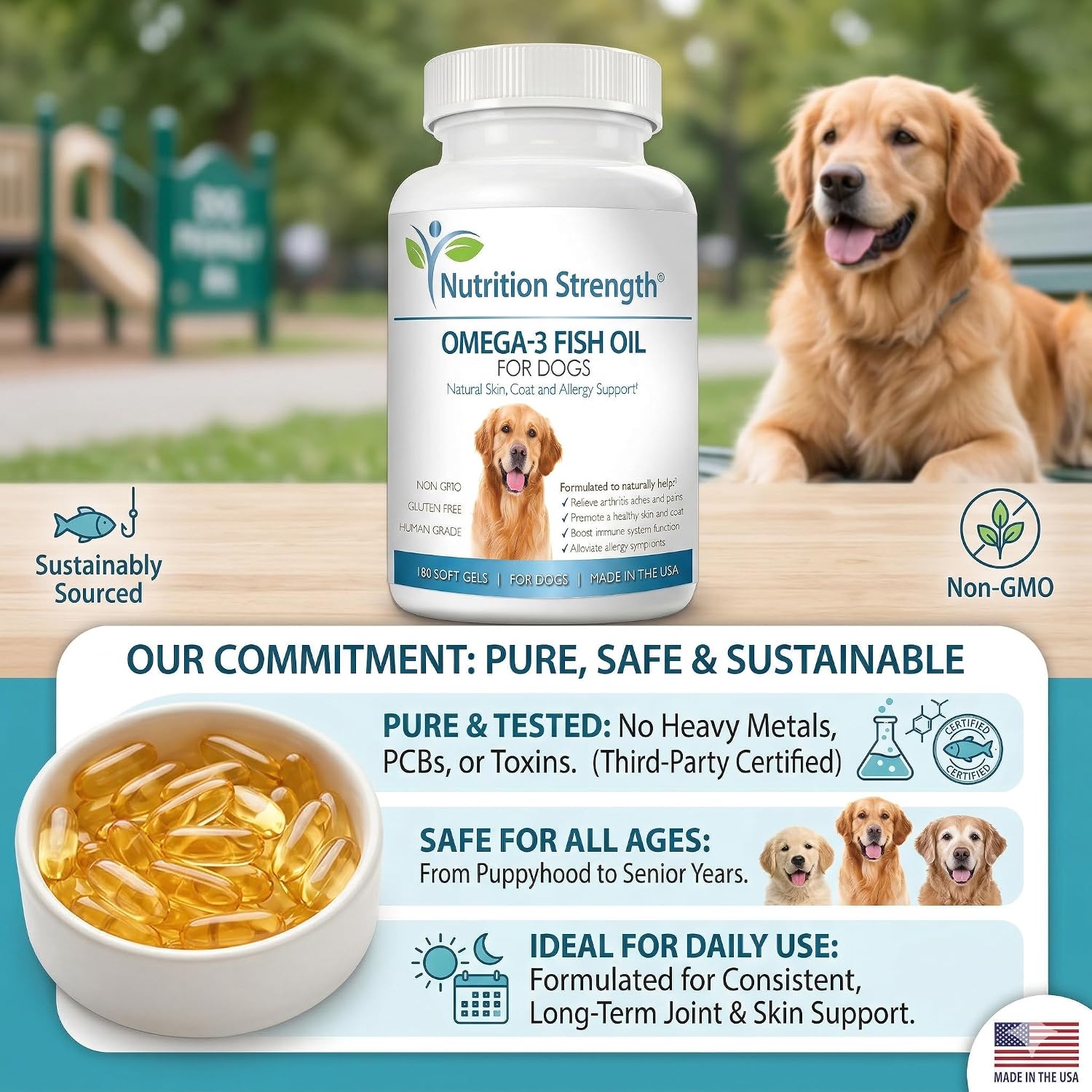 Omega 3 for Dogs | High EPA & DHA Fish Oil Soft Gels 12 Omega 3 for Dogs | High EPA & DHA Fish Oil Soft Gels