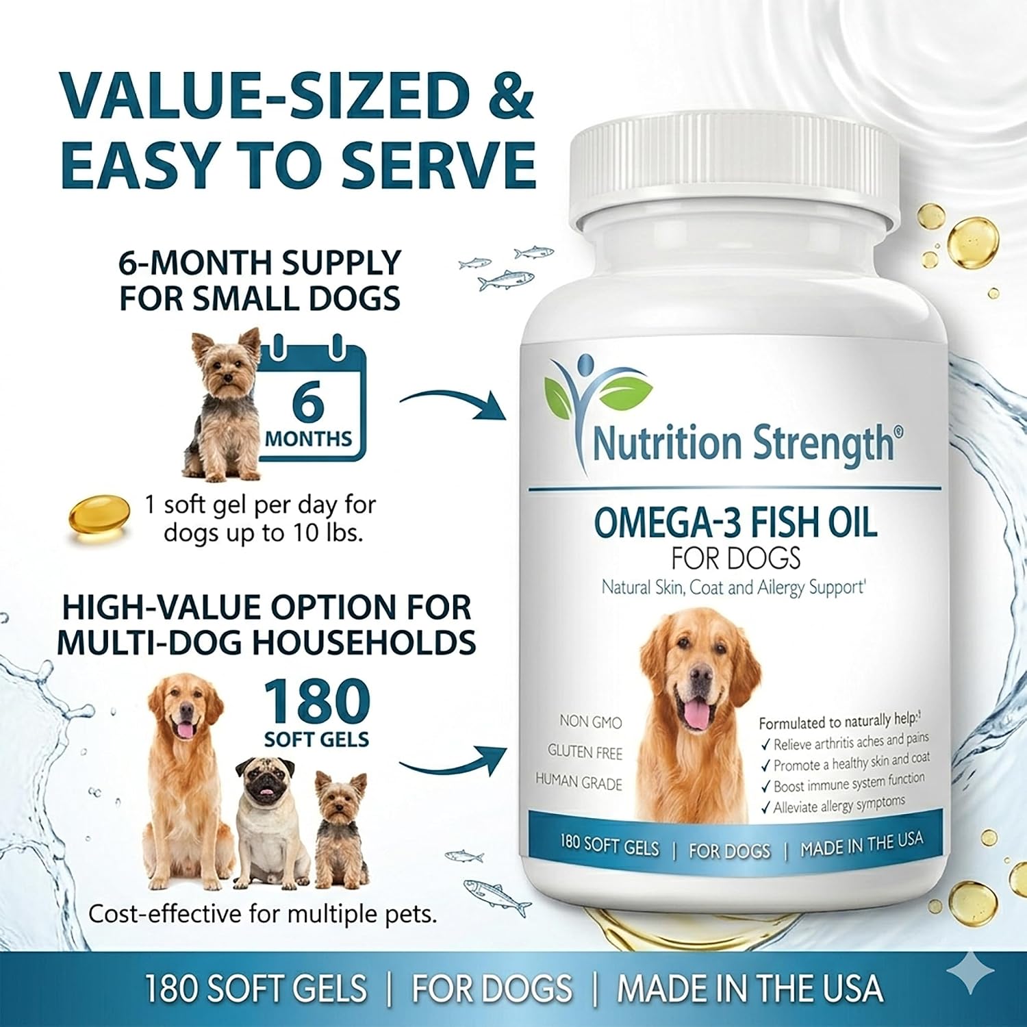 Omega 3 for Dogs | High EPA & DHA Fish Oil Soft Gels 16 Omega 3 for Dogs | High EPA & DHA Fish Oil Soft Gels