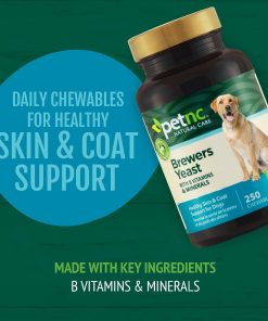 Petnc Natural Care Brewers Yeast Dog Skin and Coat Supplement (250 Chewables), With B Vitamins, Antioxidants & Minerals, Promotes Healthy Skin & Glossy Coat, For Dogs 10 Lbs & Over