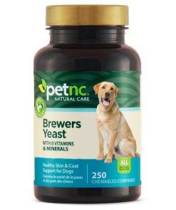 Petnc Natural Care Brewers Yeast Dog Skin and Coat Supplement (250 Chewables), With B Vitamins, Antioxidants & Minerals, Promotes Healthy Skin & Glossy Coat, For Dogs 10 Lbs & Over