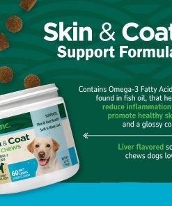 PetNC Skin & Coat Soft Chews for Dogs with Omega-3, 60 Count