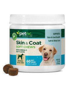 PetNC Skin & Coat Soft Chews for Dogs with Omega-3, 60 Count