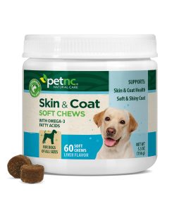 PetNC Skin & Coat Soft Chews for Dogs with Omega-3, 60 Count