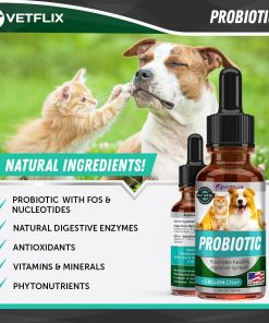 Premium Probiotics Liquid for Dogs, Cats, Puppies and Kittens, 2 Fl Oz
