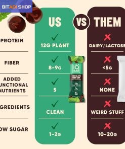 IQBAR Clean Plant Protein Bars - Chocolate Sea Salt + Peanut Butter Chip 12 Count Bundle - Keto, Vegan, High Fiber, Gluten and Dairy Free, Low Sugar Snack - Brain and Body Nutrients for Focus, Energy - BITADI - Image 3