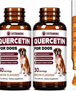Quercetin for Dogs - Quercetin for Dogs Allergies - Helps Support Immune Health, Allergy Relief, Heart Health & Much More - Dog Allergy Relief - 1 fl oz - Bacon Flavor (2 Pack)